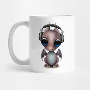 Cute Baby Dragon Deejay Wearing Headphones Mug